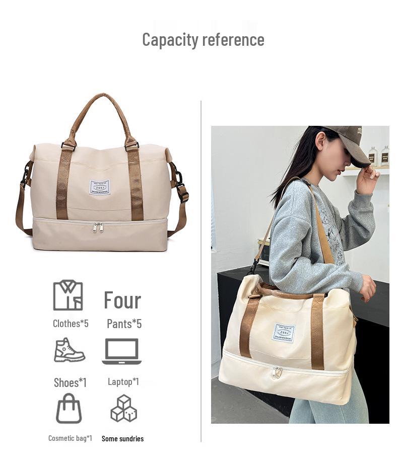 Portable Travel Bag with Large Capacity, Shoe Compartment, and Wet/Dry Separation for Swimming and Fitness
