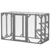 71" Outdoor Wooden Cat House with Three Platforms, Large Door, Water-Resistant Roof, for Multiple Cats, Grey