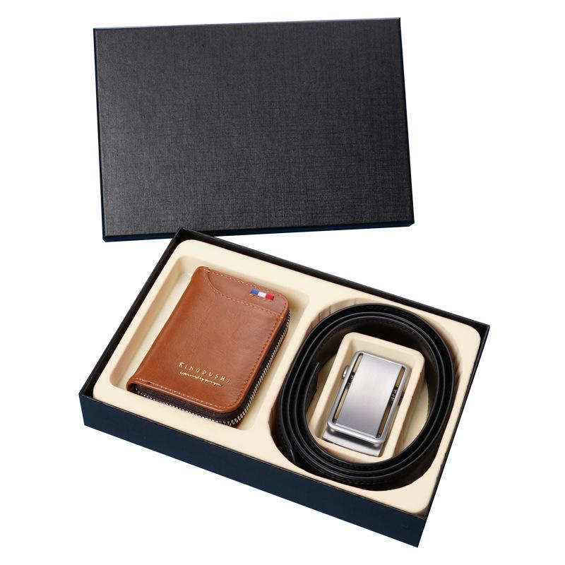 Cinturón Casual para Hombre Regalo Billetera Caja de Regalo Hebilla Automática Cinturón para Pantalones Set de Billetera