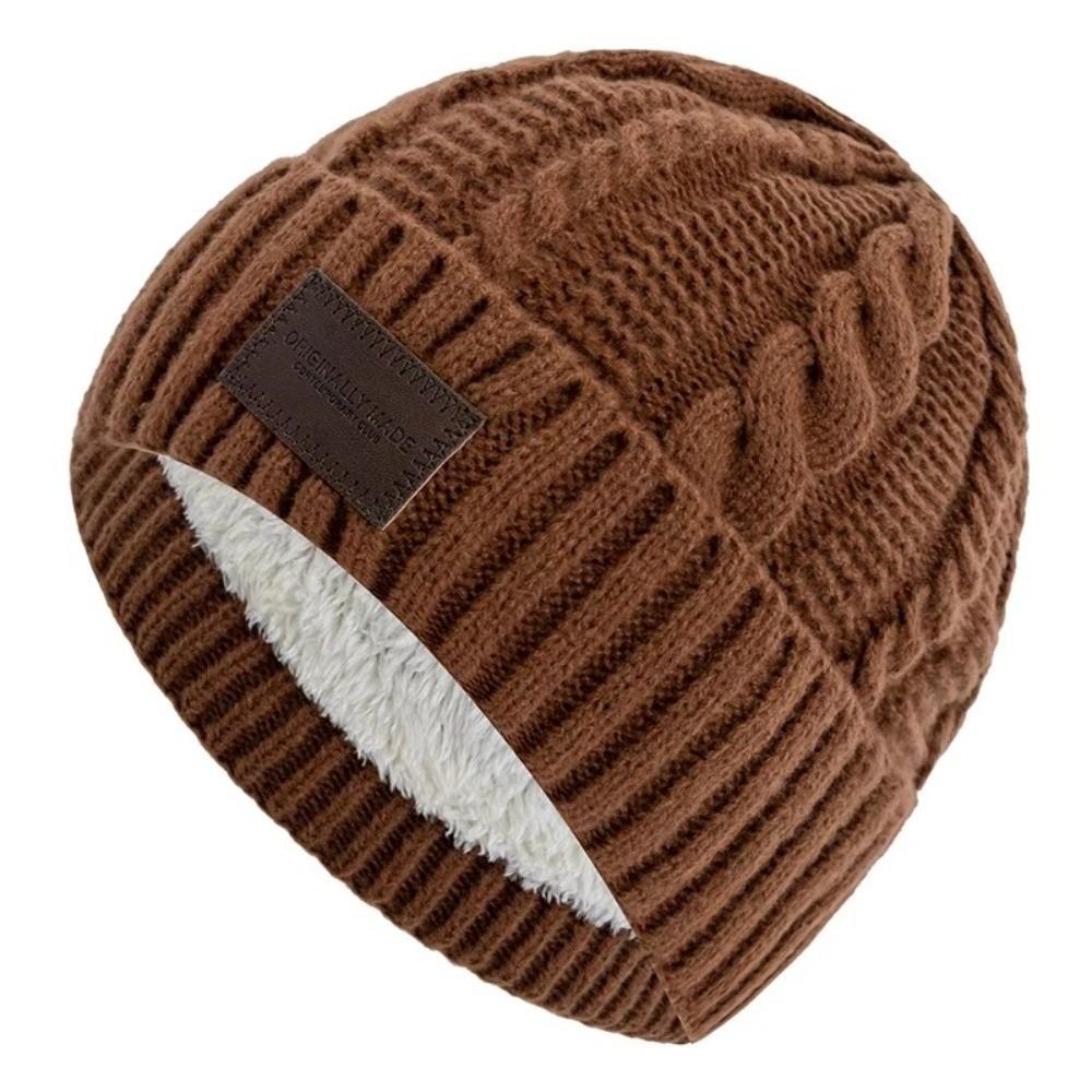 Casual Versatile Winter Knitted Hat Fleece-lined Warm Couple Beanie Thickened Coldproof Beanie Cap Unisex
