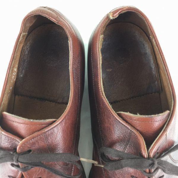 80s-90s Vintage FLORSHEIM Goodyear Welted Leather U-Tip Business Shoes Brown Wide 9.5 5E 27.5(USED)