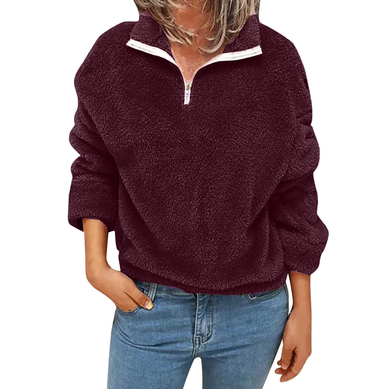 

Модный женский повседневный свободный свитшот плюс бархатный двухсторонний флисовый топ XL винный