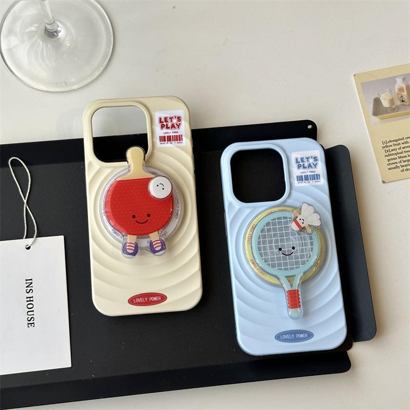 Ripple Magnetic Suction Is Suitable for Apple 16 Mobile Phone Case, Table Tennis IPhone14 Bracket 15promax Silicone Soft Case 13.