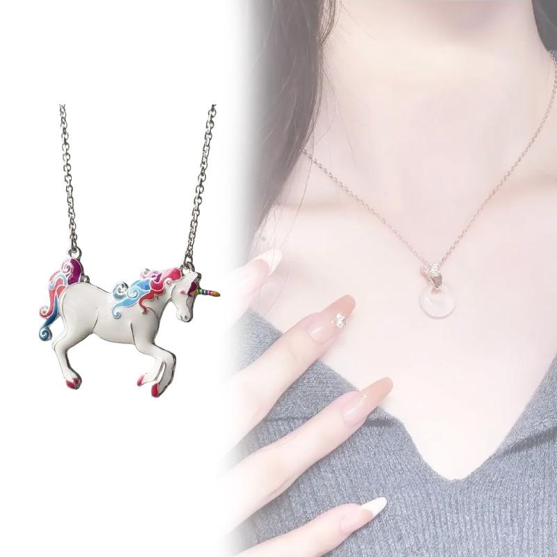 Animal Women Unicorn Themed Pendant Jewelry Oil Finish Fashion Decoration Gift