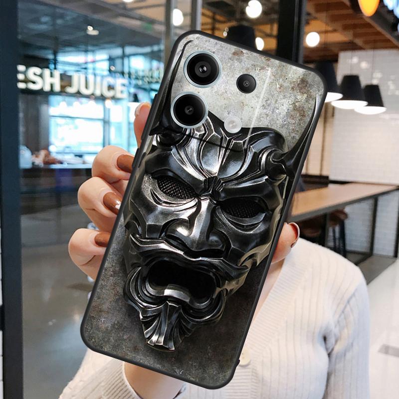 Japanese Oni Hannya Demon Mask Case For Xiaomi Redmi Note 13 Pro 10 11 12 14 15 Pro Plus Redmi 15C 14C 10C 12C 13C 15 Cover