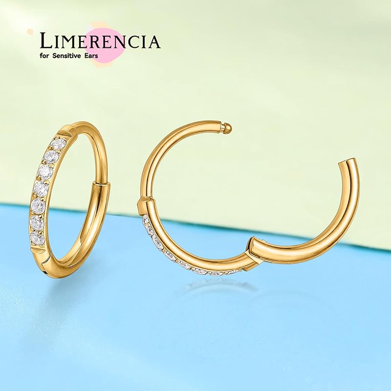 [limerencia] medical use pure titanium Piercing, Hypoallergenic Titanium Huggie Hoop Earrings Set G23 Piercing Cartilage Piercing Set for Women's