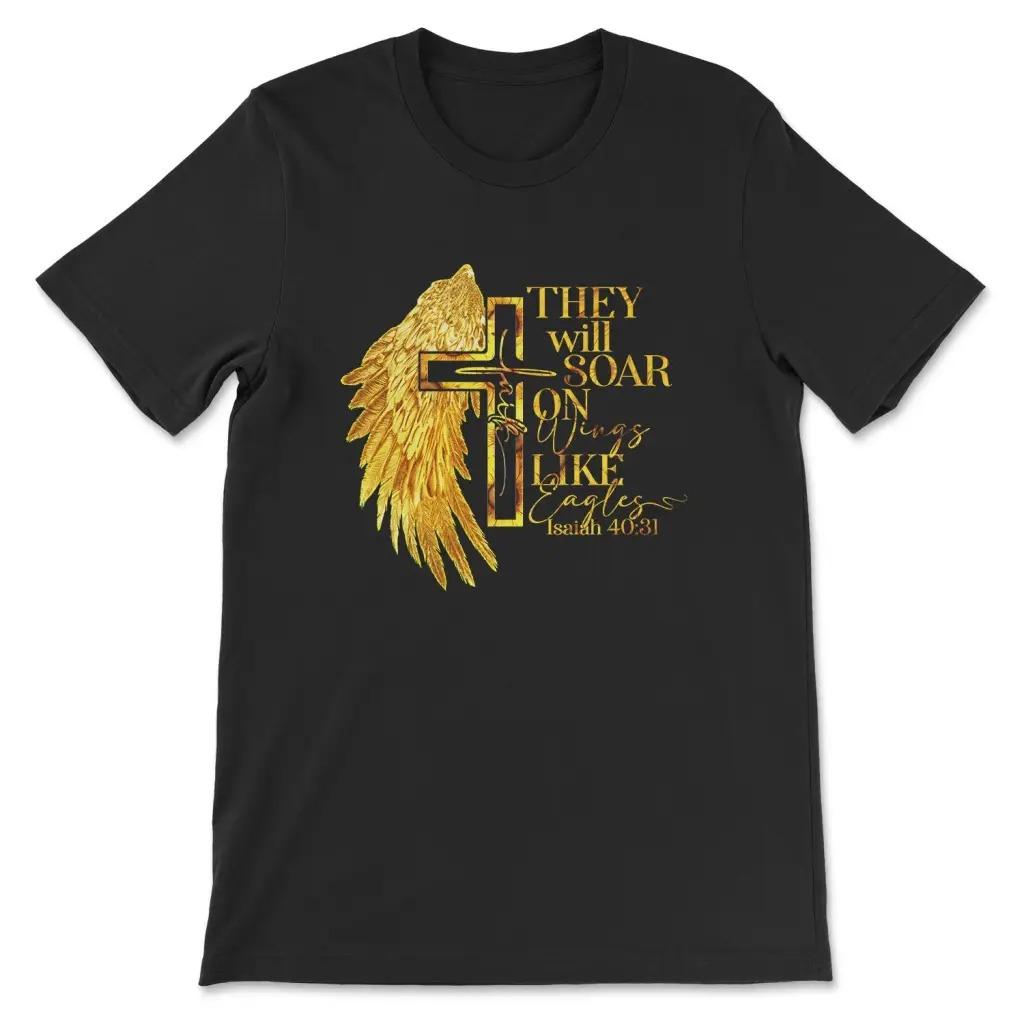 They Will Soar on Wings Like Eagles TShirt Mens and Womens Short Sleeve Cotton Tees Shirt Oversize Tops Summer Men Clothing S