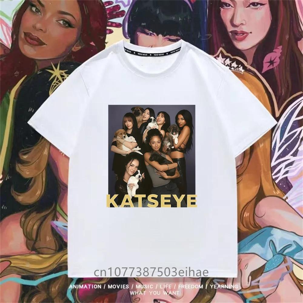Katseye Unisex Short-sleeved T-shirt for Boys and Girls Featuring K-pop Styles Like Megan Daniella Manon Lara Sofia and Yunchae