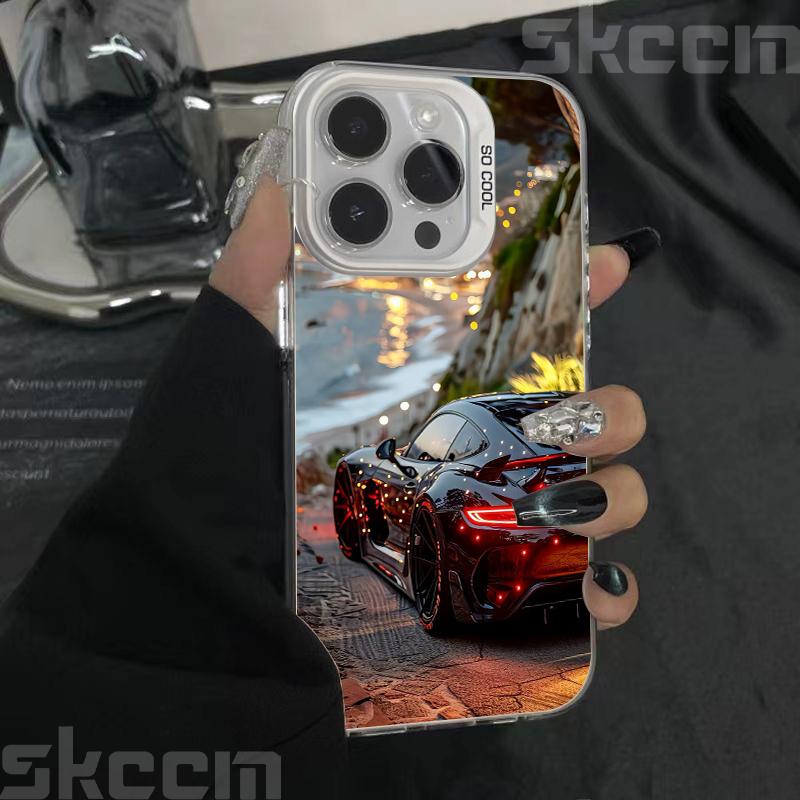 Fashion Dazzling Car Prnt Phone Case For iPhone 16 16E 15 14 13 12 11 Pro Max XR X XS 7 8 Plus IMD Material Back Cover