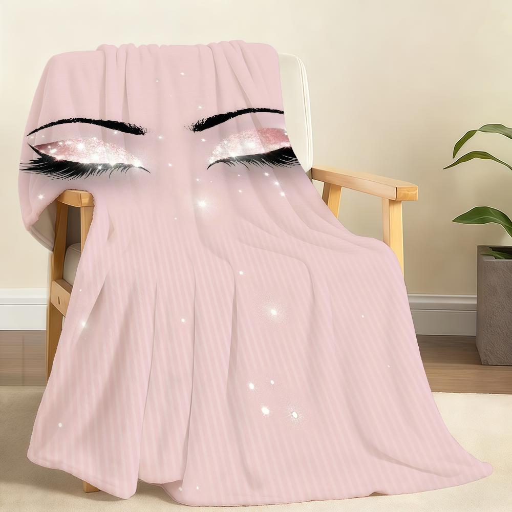 Ins Style Beauty Makeup Eyelash Peach Skin Blanket Soft Throw Blanket for Home Bedroom Bed Sofa Picnic Travel Office BlanketGift