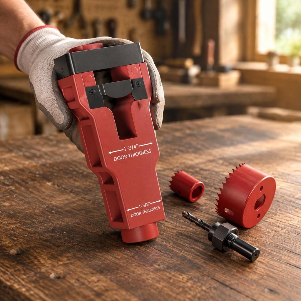 Door Latch Mortise Installation Tool SelfAligning Kit with Hole Boring Tools