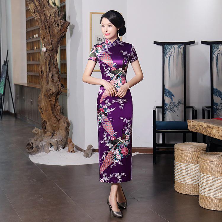 

Plus Size Retro Long Cheongsam Dress - Chinese Style, Old Shanghai XL