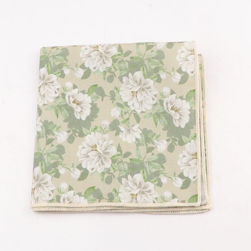25cm Vintage Floral Cartoon Printed Handkerchief Cotton Women Men Wedding Suits Pocket Square Adult Gift Accessory High Quality