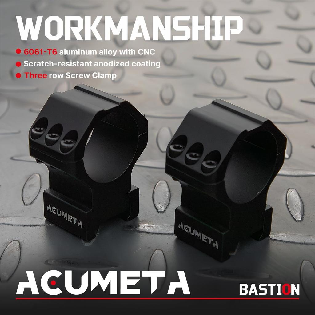 ACUMETA Bastion - 30mm Scope Ring for 20mm Rail, 1.26 Inch Height, for Model Guns and Telescopes (Black)