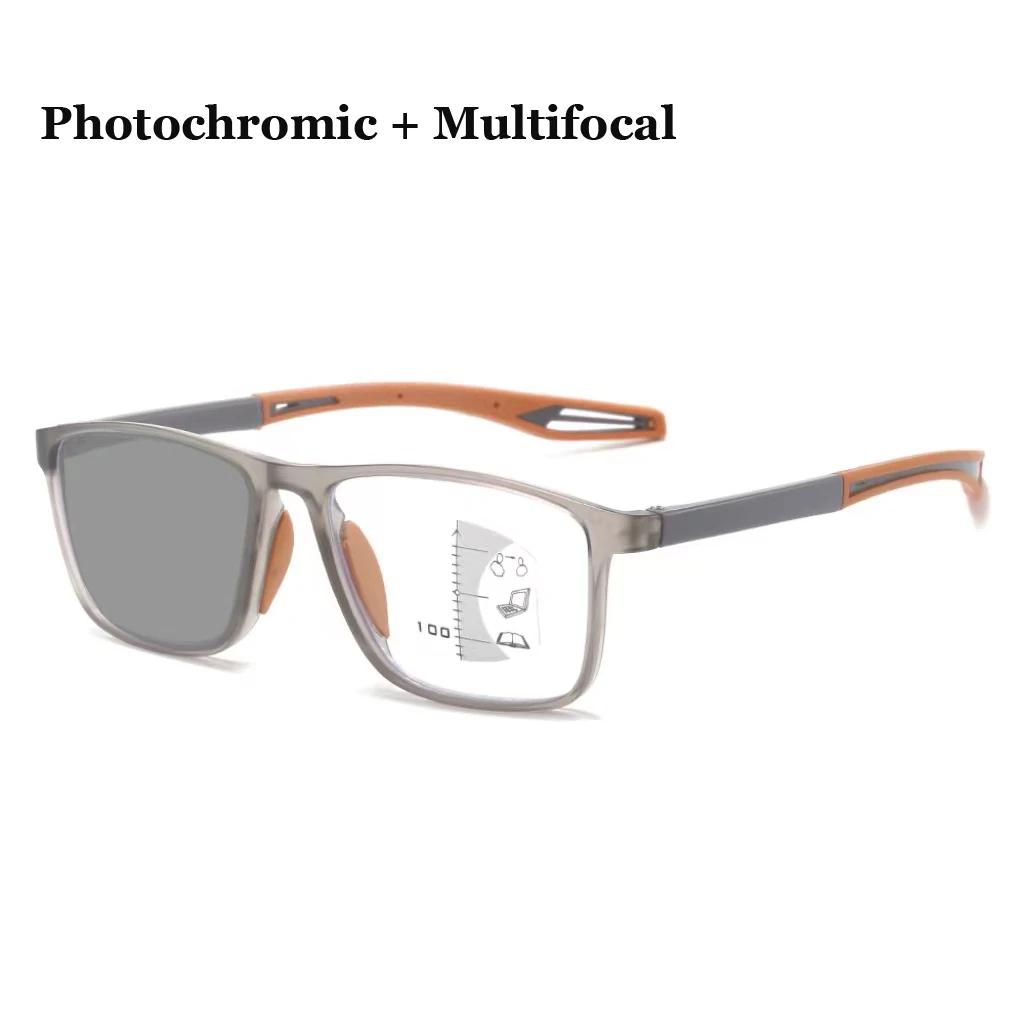 Photochromic Multifocal Reading Glasses Anti-blue Light Presbyopia Eyeglasses Outdoor Sport Unisex Ultralight Diopter Eyeglasses