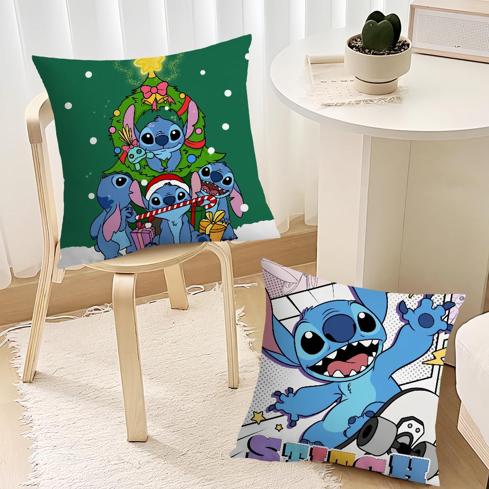 MINISO Cartoon S-Stitch Cute Cushion Cover Living Room Headboard Bedroom Office Cushion Cushion Sofa Nap Time Pillow Case