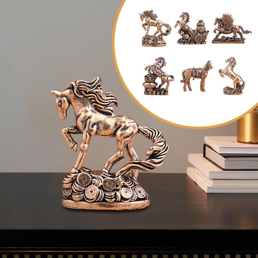 Horse Miniature Figurine Tabletop Ornament Art Crafts Vintage Feng Shui Decor for Table Desk Home Decoration Birthday Gift