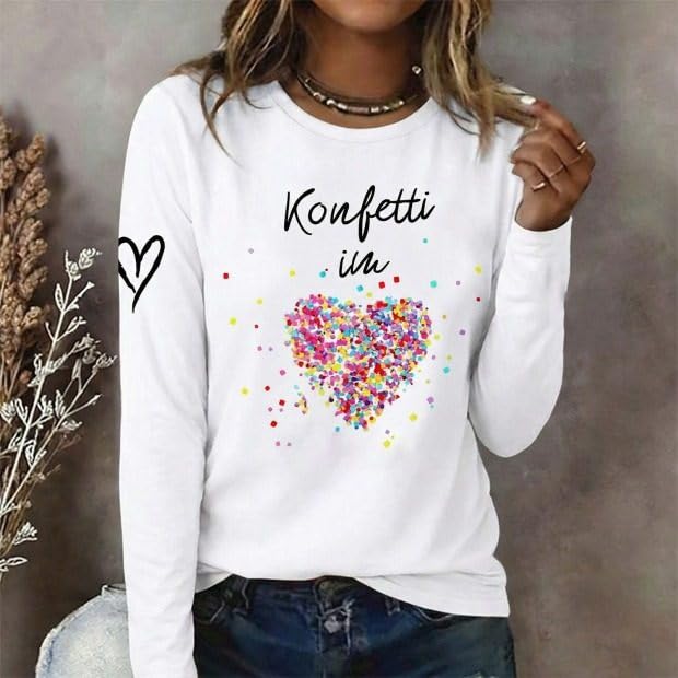 

Women s Long Sleeved Shirt Confetti In The Heart Carniva LBarrel Night Confetti Shirts S білий