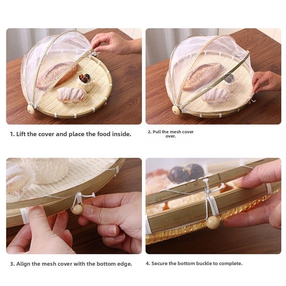 Bamboo Anti-insect Dustproof Basket Reusable Fruit Vegetable Tray Food Storage Basket  Kitchen Tool