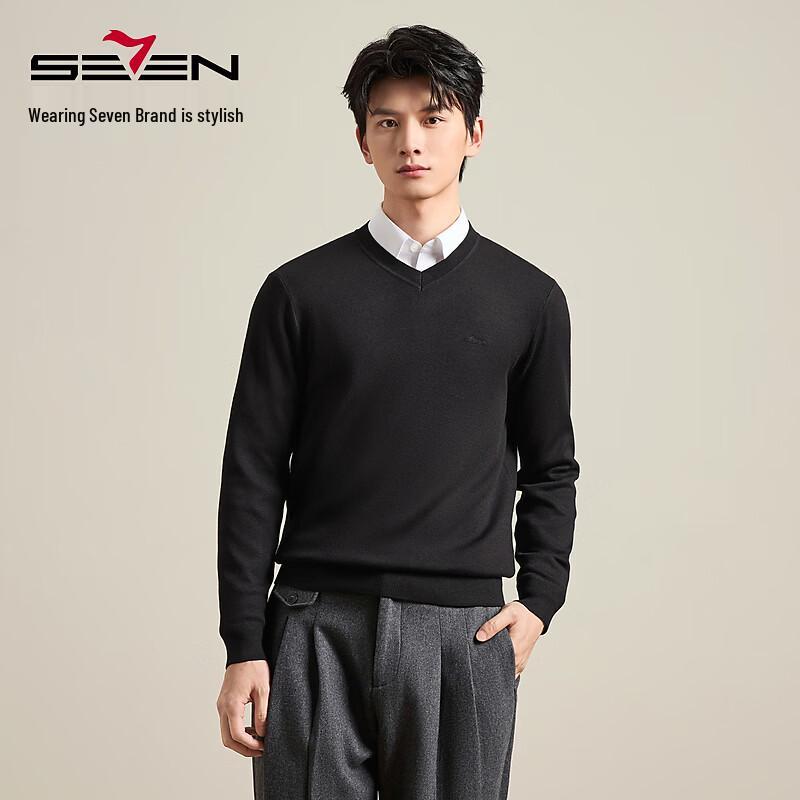 Men's V-Neck Wool Blend Pullover Knit Sweater
