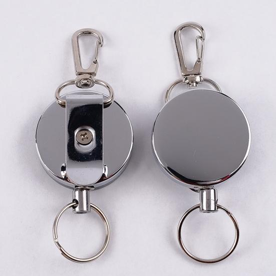 Retractable Steel Wire Keychain Return Clip Key Ring Holder Camping Travel Tool