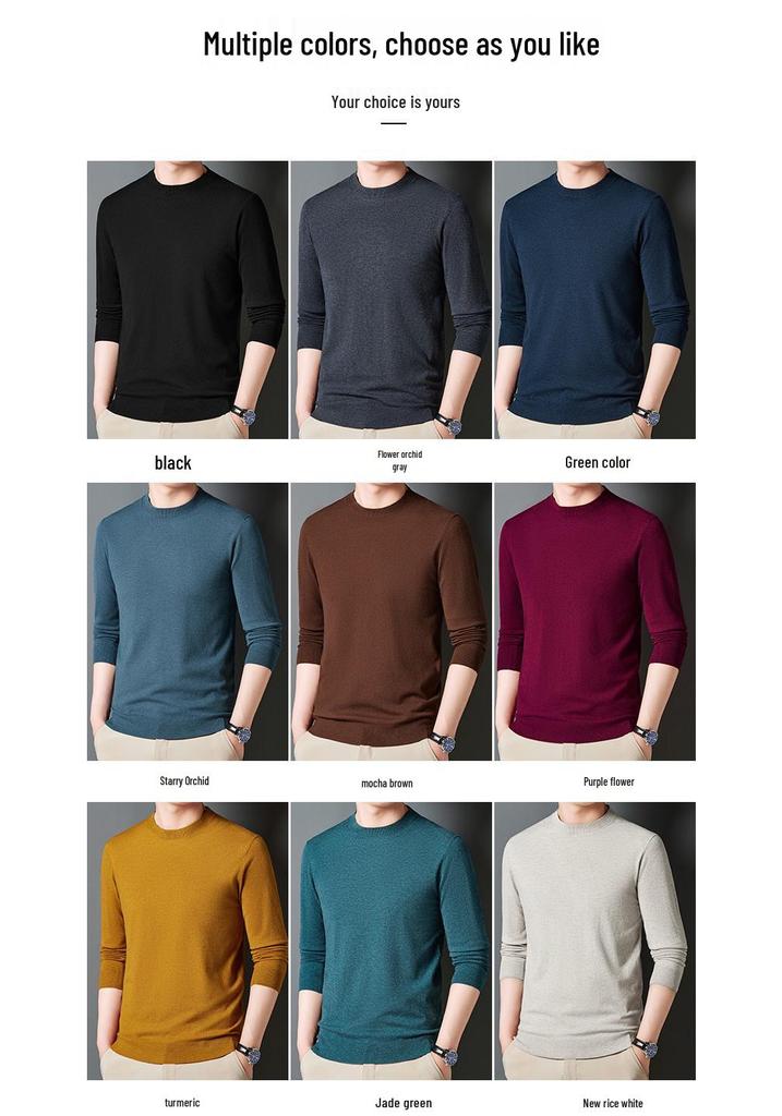 Men's Slim Fit Half-High Neck Autumn Knit Pullover Sweater