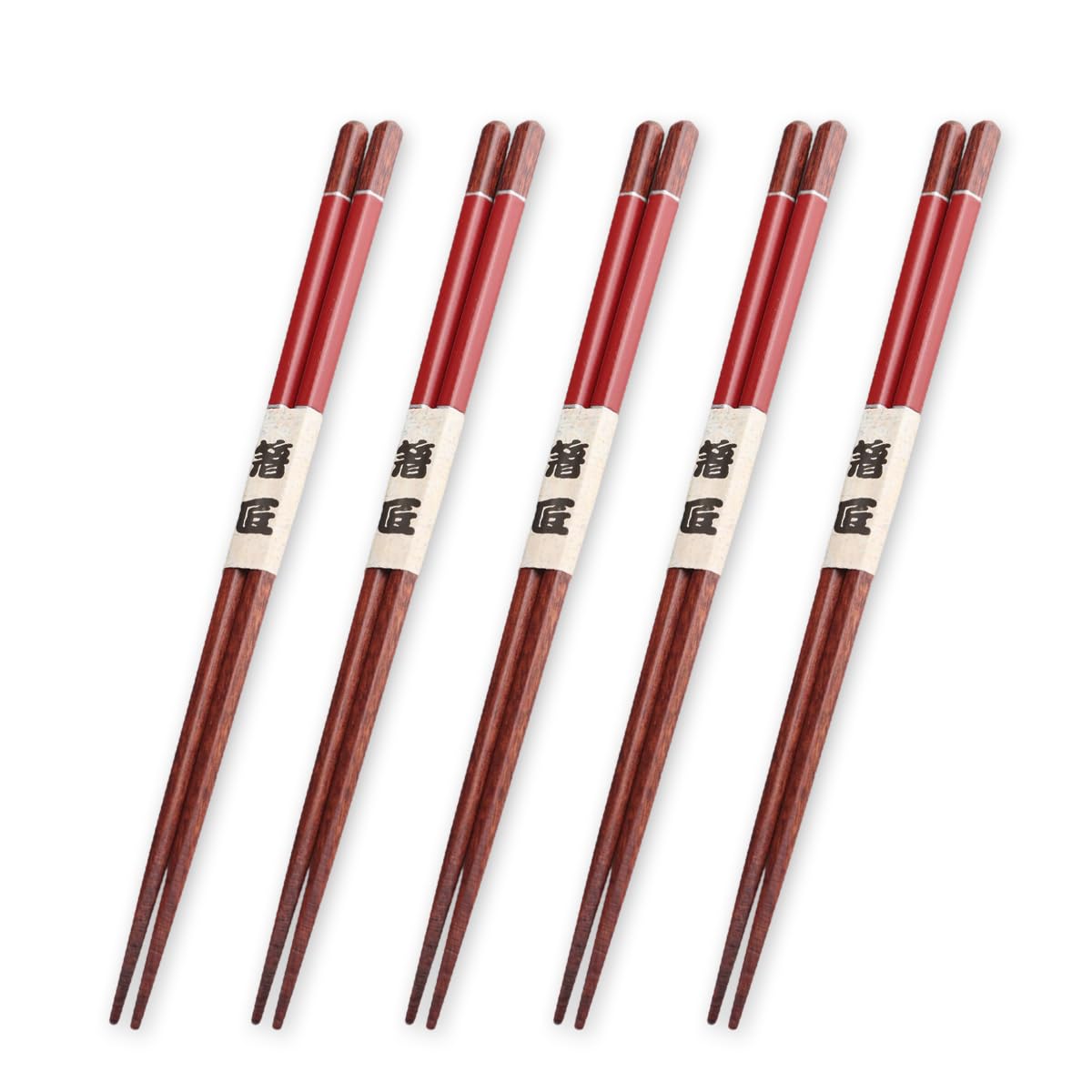 

Wooden Slim Set of Current Model J-kitchens Chopsticks, Hexagonal, Vermilion, 5, 23cm,