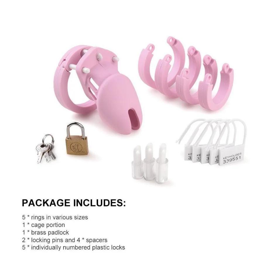 Sex Toys Silicone Small/Standard Male Chastity Device Cock Cage with 5 Rings Brass Lock Locking  Erotic Urethral Adult Game