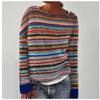 Women's Round Neck Color Blocked Loose and Fashionable Pullover Knitted Sweater for Autumn and Winter