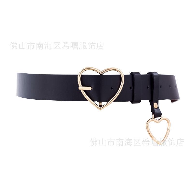 Punk Decoration Small Love Pin Buckle Belt Women S Heart Shape Student Belt Women S Peach Heart Pendant 105cm