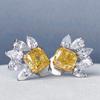 BELLA BOX Luxus Prinzessin Quadratische Gelbe CZ Ohrstecker für Frauen Helle Accessoires Schöne Weibliche Ohrringe Party Modeschmuck
