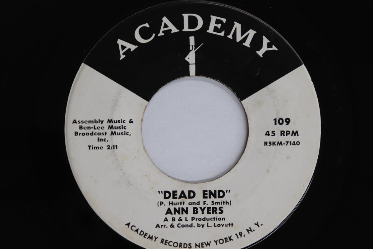 

7-дюймовая пластинка ЭНН БАЙЕРС - Тупик / Где, о, где (Могу ли я 109PROMO ACADEMY 1964 US Соул/Фанк Б/У