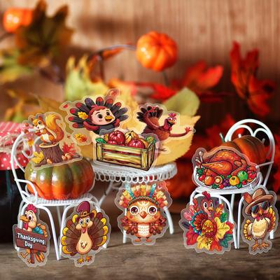 50 Thanksgiving PET Gjennomsiktige Vanntette Tegneseriestickers Høst Høsttakkefest Gresskar Kalkun DIY Klistremerker