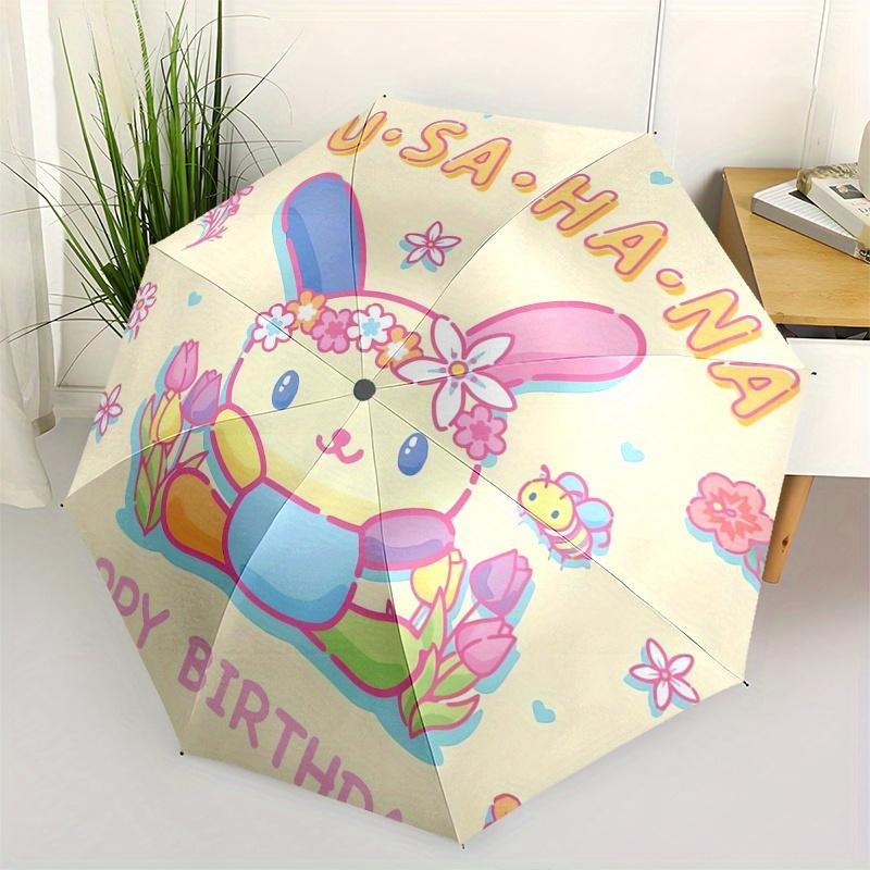 

Usa Ha Na,Happy Birthday Automatic Folding Umbrella Simple 8 Rib Design, Bright Cartoon Pattern, Durable Iron Frame, Suitable For Travel, Ou