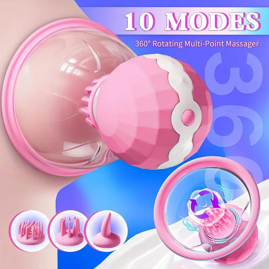 Electric Breast Massager, 10 Rotation Modes, Sucking Nipple Suckers Breast Enhancement Sucker Pump Nipple Stimulator Female Erotic Products