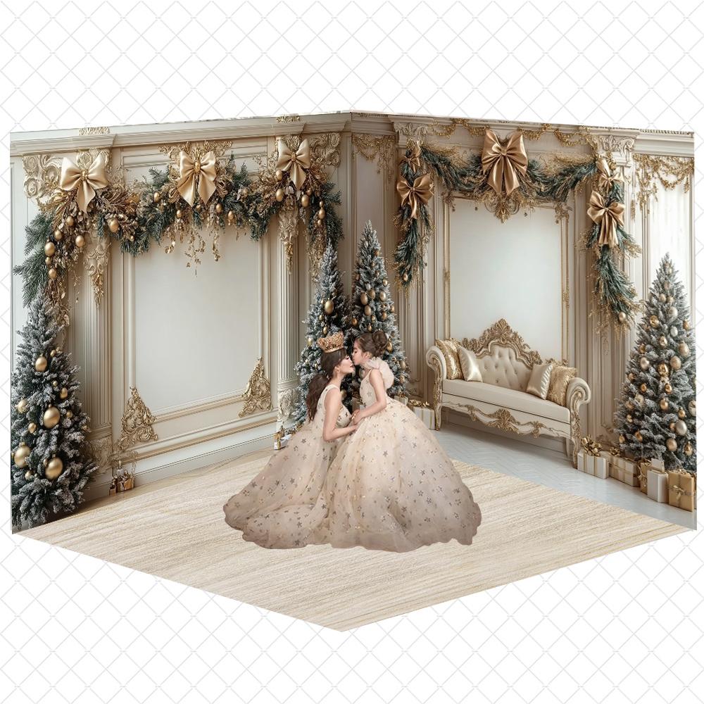 Mocsicka Christmas Background Photography New Year Party Tree Beige Wall Decorations Adult Child Photo Backdrop Studio Wallpaper