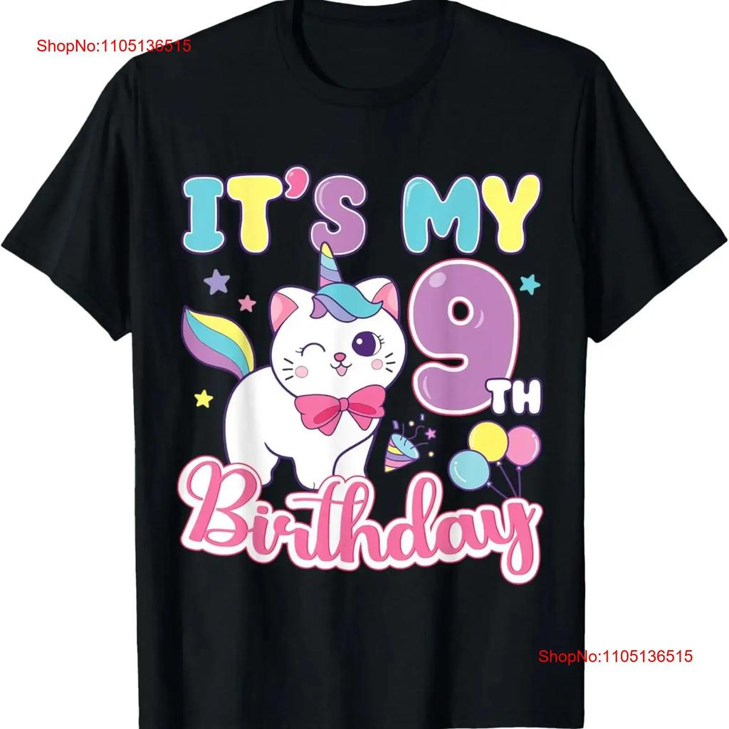 It's My 9th Birthday Girls Cat Unicorn Kitten 9 Years Old T Shirt vintage Washed designer clothes Comfortable