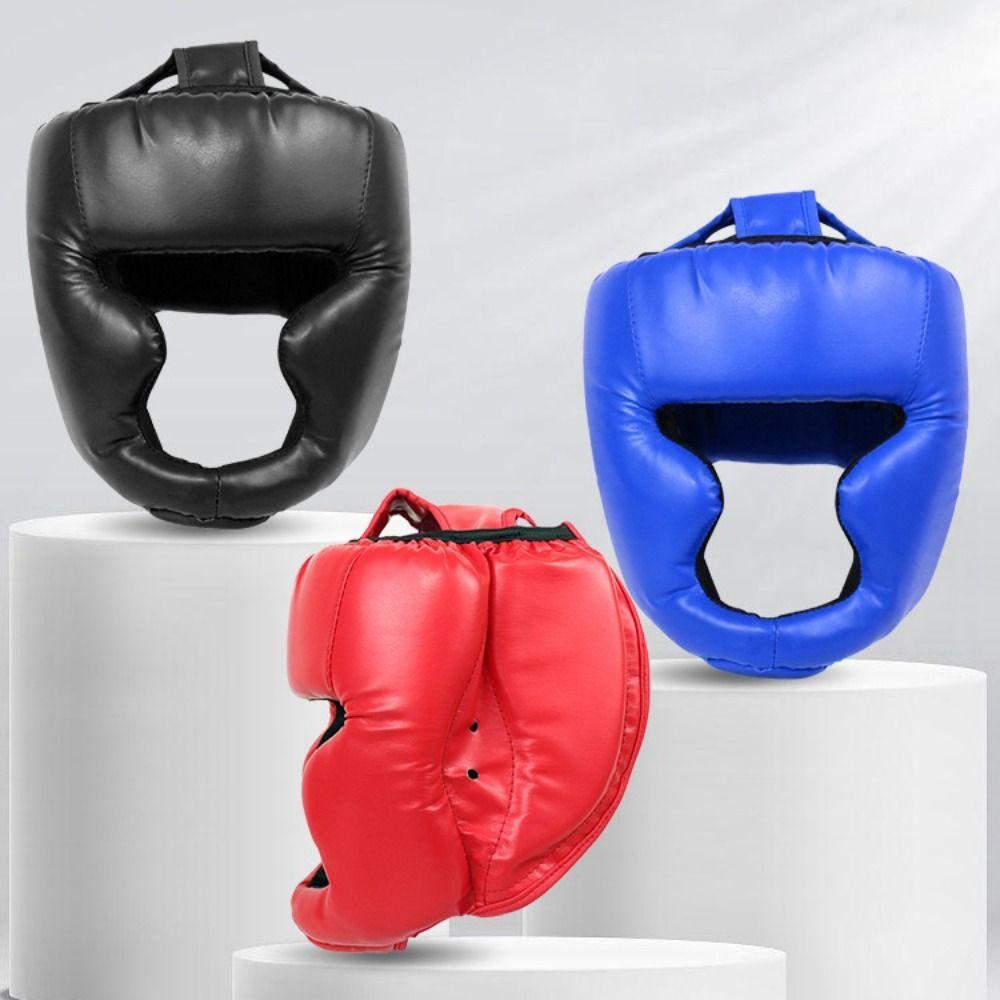 Full-Covered Boxing Helmet PU Leather Karate Head Guard Taekwondo Head Gear  Kickboxing