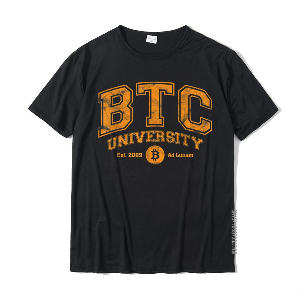 

BTC University To The Moon Funny Distressed Bitcoin College T-Shirt Fitted Normal T Shirts Cotton Mens Tees Custom S разноцветный