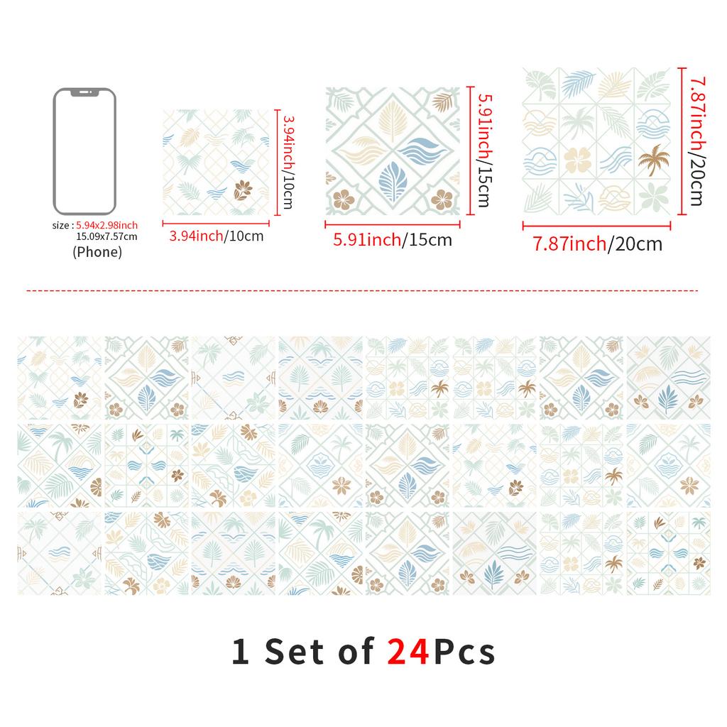24 szt. Naklejki na płytki w stylu europejskim Kuchnia Samoprzylepne Odporne na olej Naklejki ścienne Wodoodporny Winyl Zdejmowalne Naklejki ścienne