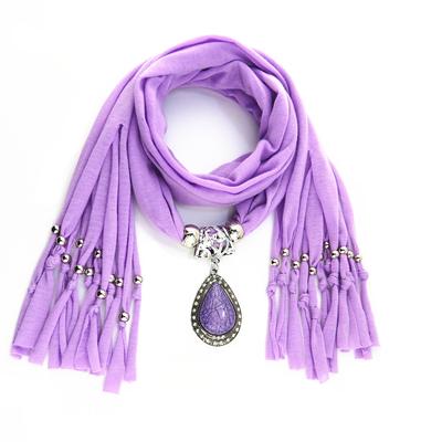 Elegante Sciarpa Infinity in Poliestere con Nappe e Pendente a Goccia – Moda Donna Avvolgic collo Monocolore alla Moda