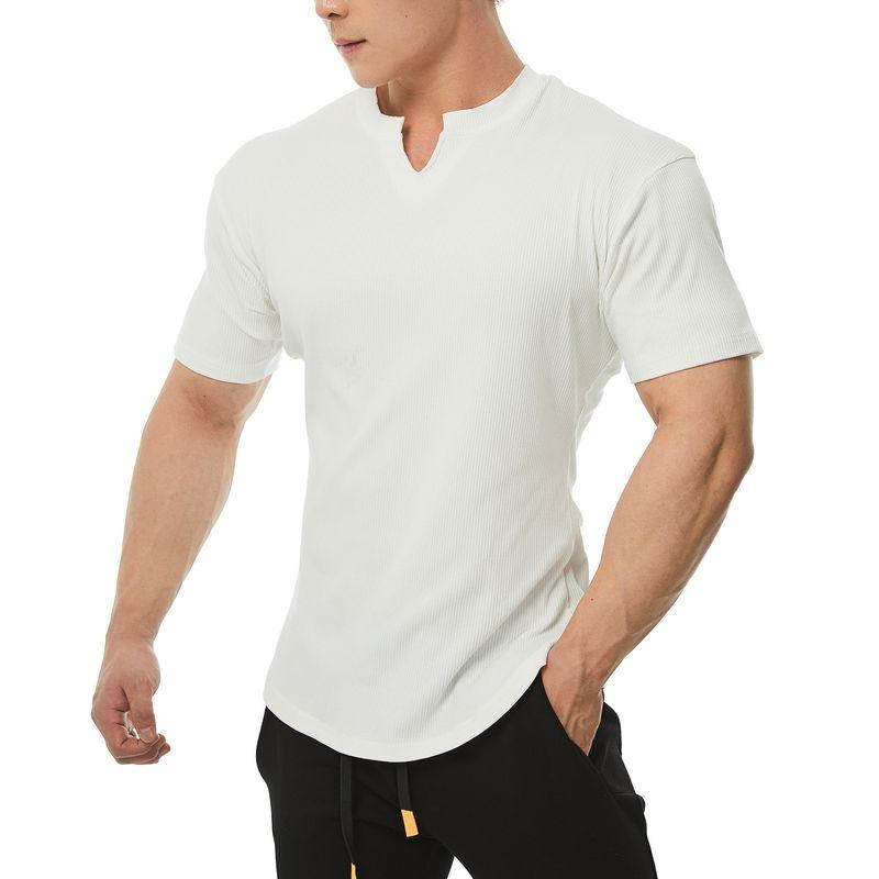 

Фитнес Спортивная одежда Мужская Фитнес Повседневная Футболка с V-образным вырезом и коротким рукавом из ниточной ткани Персонализированная Тренировочная 2022 Новый стиль White L