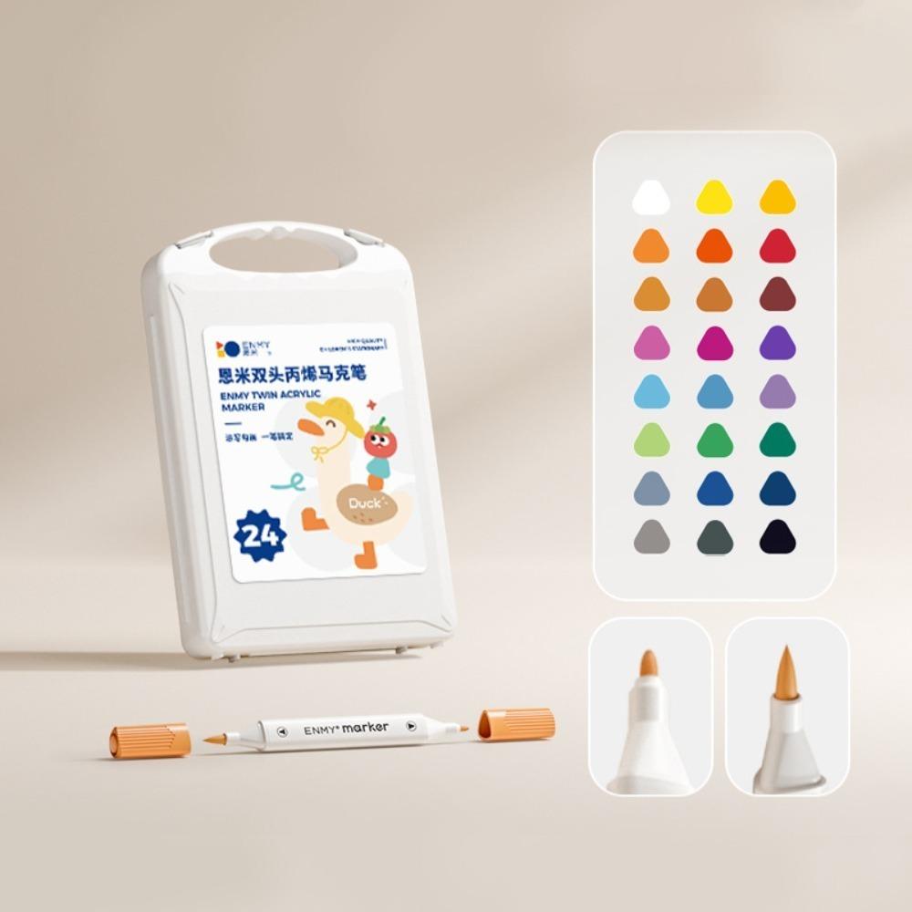 

Archival Ink Dual Tip Brush Acrylic Paint Marker School Office Stationery 24 Colors