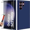 Case for Samsung Galaxy S23 Ultra with 2 Scratch-Resistant Tempered Glasses Matte Effect Blue