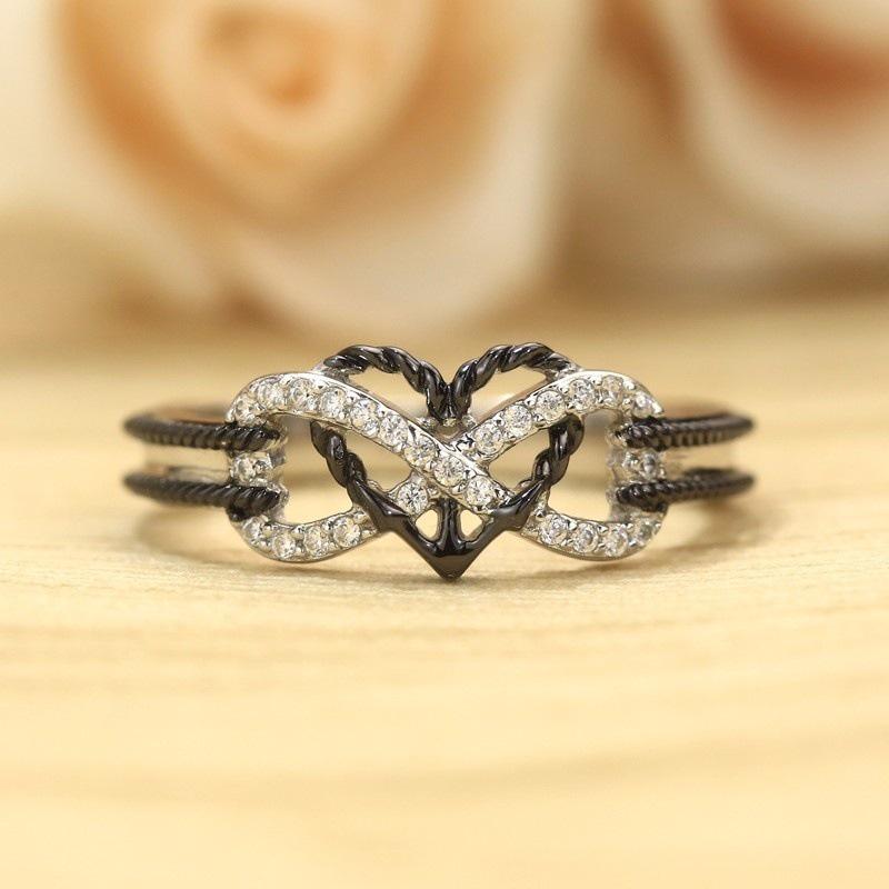 Pattern Flower Rings Heartshaped Ring