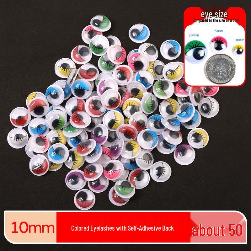 Kids' DIY Colored Eye Stickers for Crafting: Animal-Themed Black and White Eyeballs