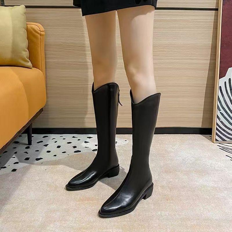 Coarse Heel Comfortable Knight Boots French Pointed Versatile Boots Women's 2025 Autumn and Winter New British Style Spice Girl Style