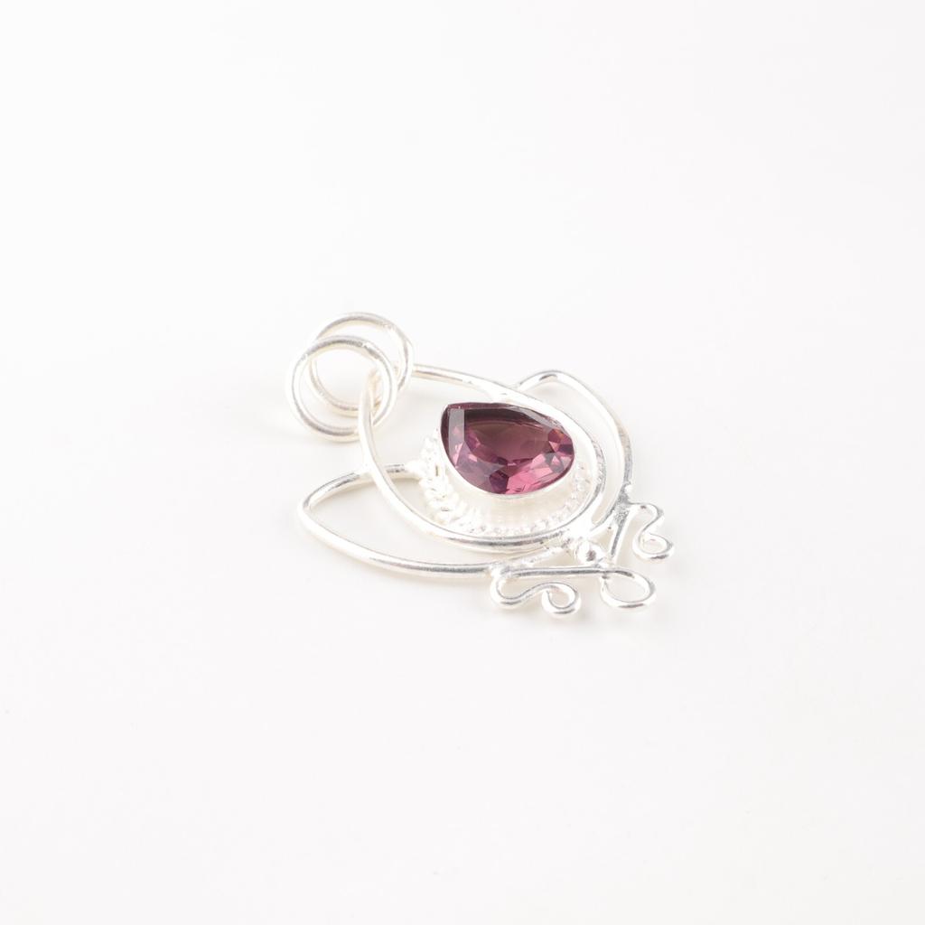 Natürlicher Rhodolith Edelstein 925 Sterling Silber Schmuck Handgefertigter Lotus Anhänger PP-38-41