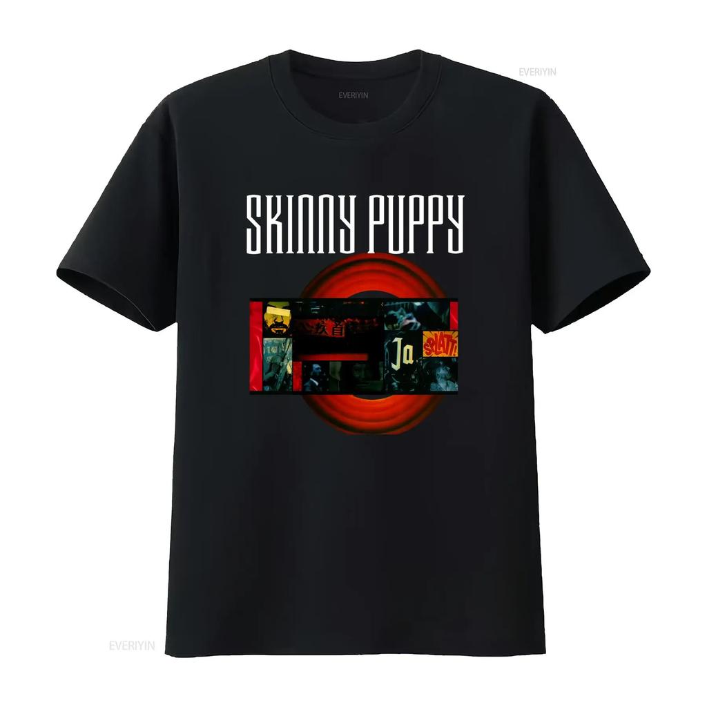 Vintage Gothic Industrial Skinny Puppy Rock Band Collage Print Streetwear Casual T Shirt vintage Washed designer clothes homme
