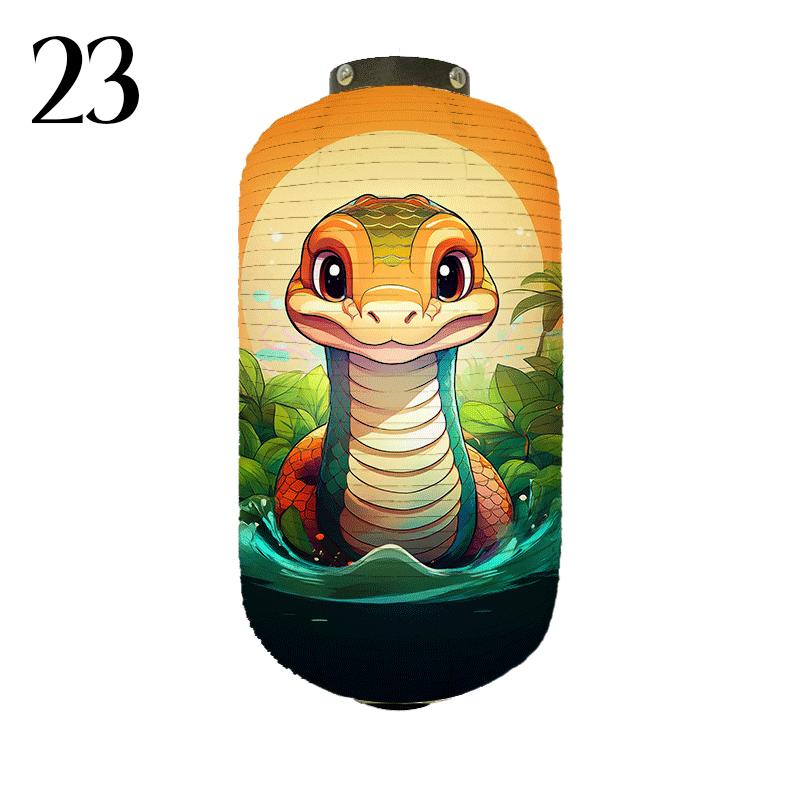 Japanese Style Cloth Lantern New Year Festival Mascots Zodiac Snake Printed Lantern Sushi Shop Bistro Restaurant Decor Ornaments